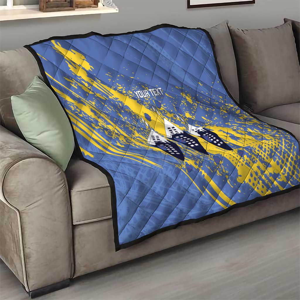 Eswatini Football Custom Quilt Sihlangu Semnikati Blue - Wonder Print Shop