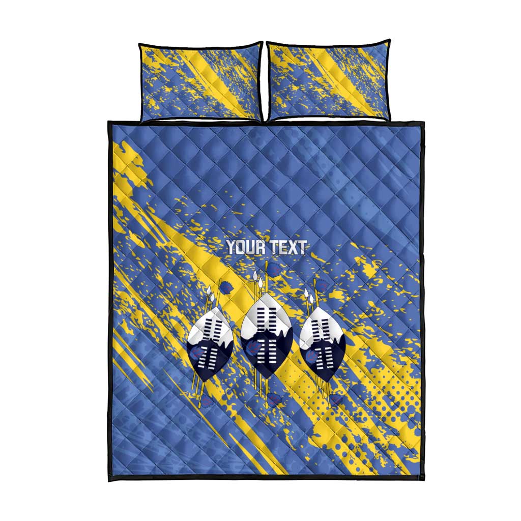 Eswatini Football Custom Quilt Bed Set Sihlangu Semnikati Blue - Wonder Print Shop
