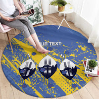 Eswatini Football Custom Round Carpet Sihlangu Semnikati Blue - Wonder Print Shop