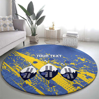 Eswatini Football Custom Round Carpet Sihlangu Semnikati Blue - Wonder Print Shop