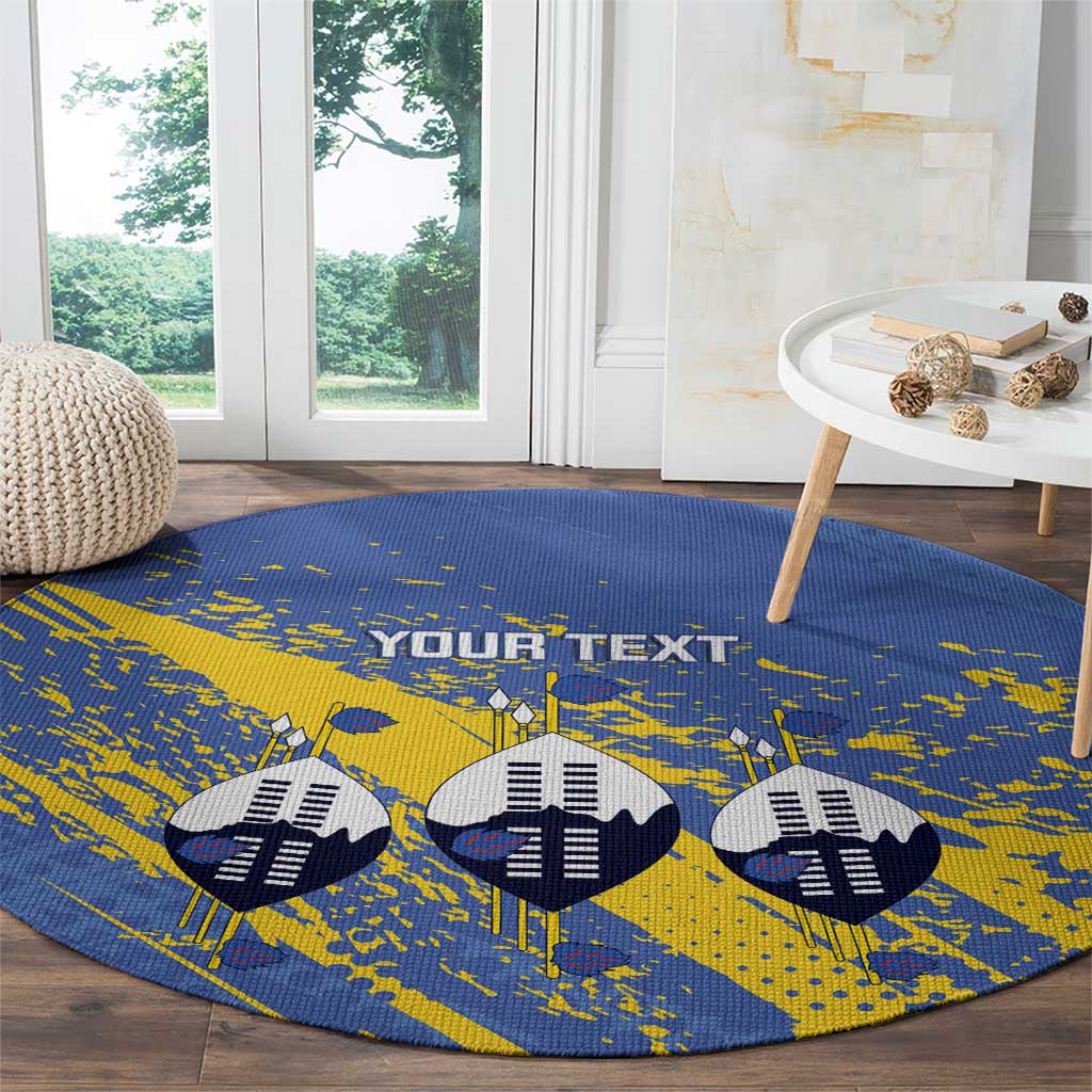 Eswatini Football Custom Round Carpet Sihlangu Semnikati Blue - Wonder Print Shop
