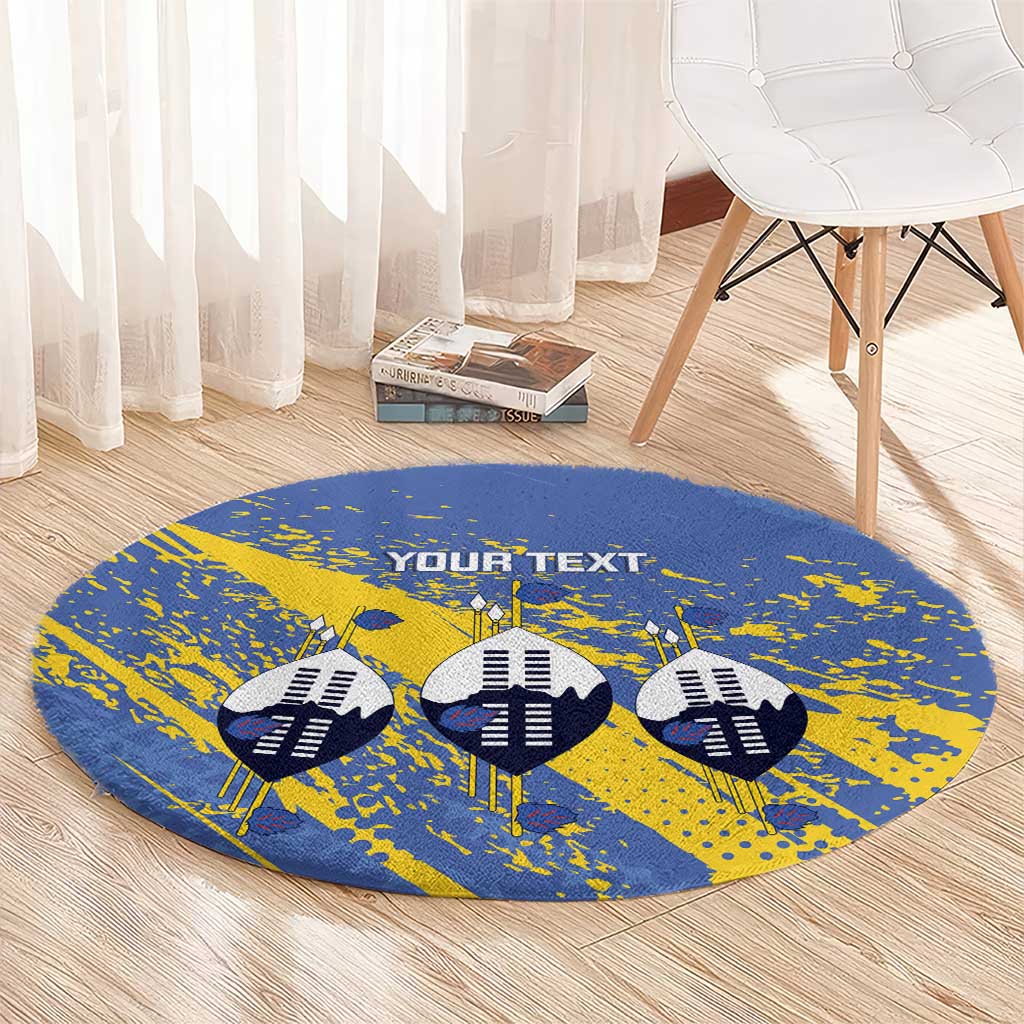 Eswatini Football Custom Round Carpet Sihlangu Semnikati Blue - Wonder Print Shop