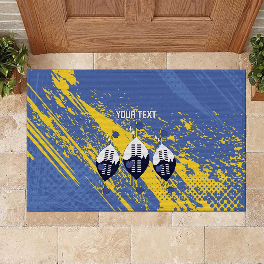 Eswatini Football Custom Rubber Doormat Sihlangu Semnikati Blue - Wonder Print Shop