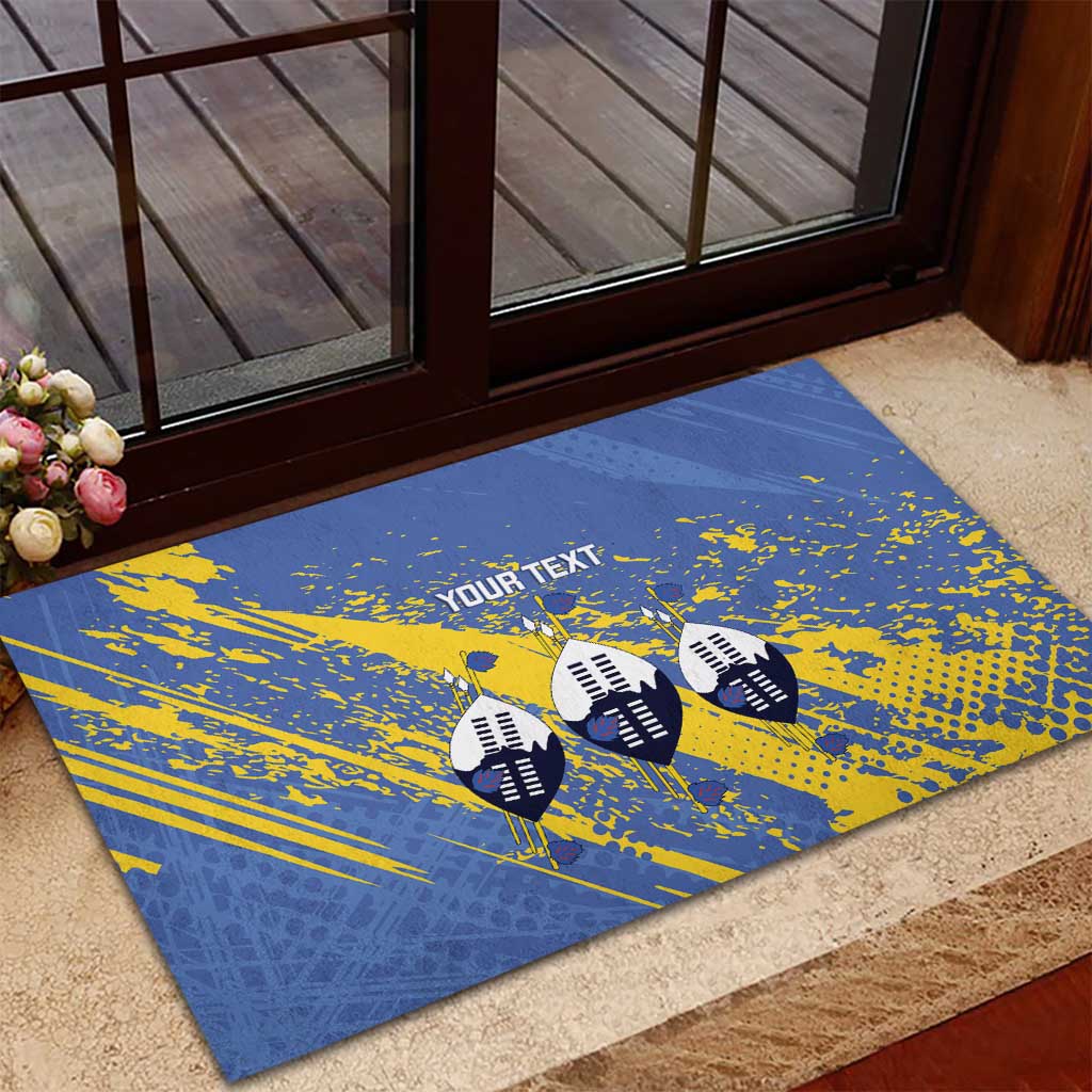 Eswatini Football Custom Rubber Doormat Sihlangu Semnikati Blue - Wonder Print Shop