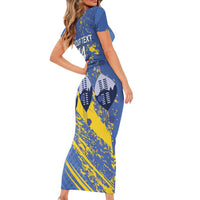 Eswatini Football Custom Short Sleeve Bodycon Dress Sihlangu Semnikati Blue - Wonder Print Shop
