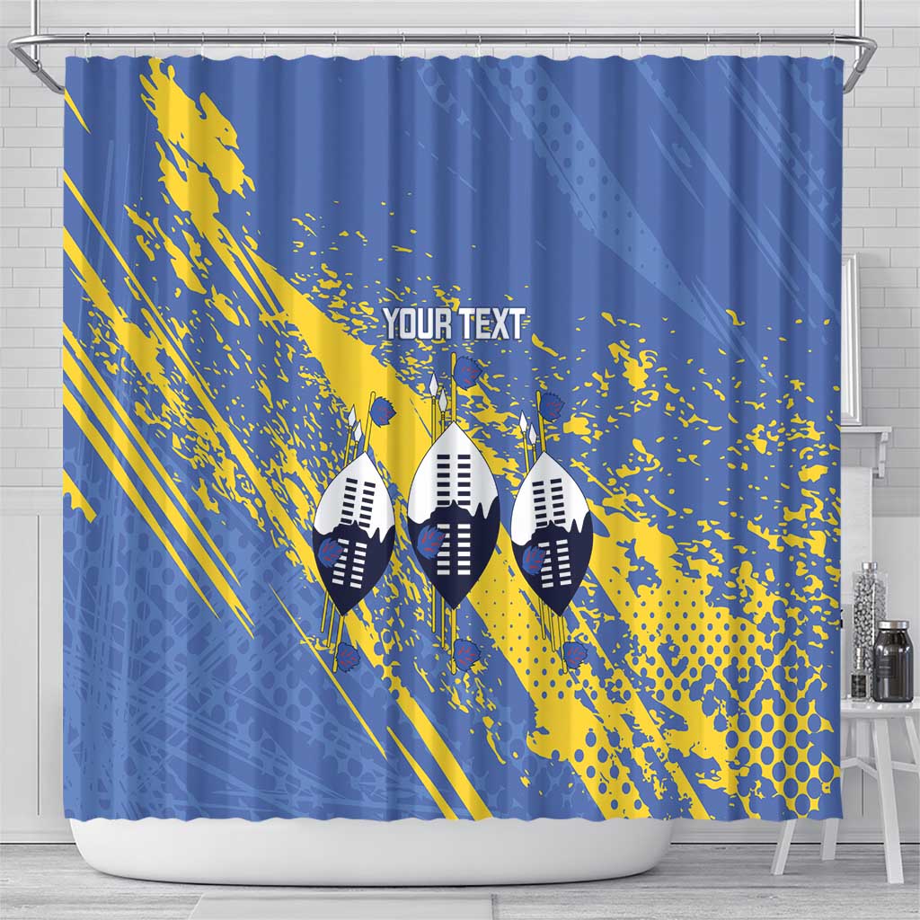 Eswatini Football Custom Shower Curtain Sihlangu Semnikati Blue - Wonder Print Shop