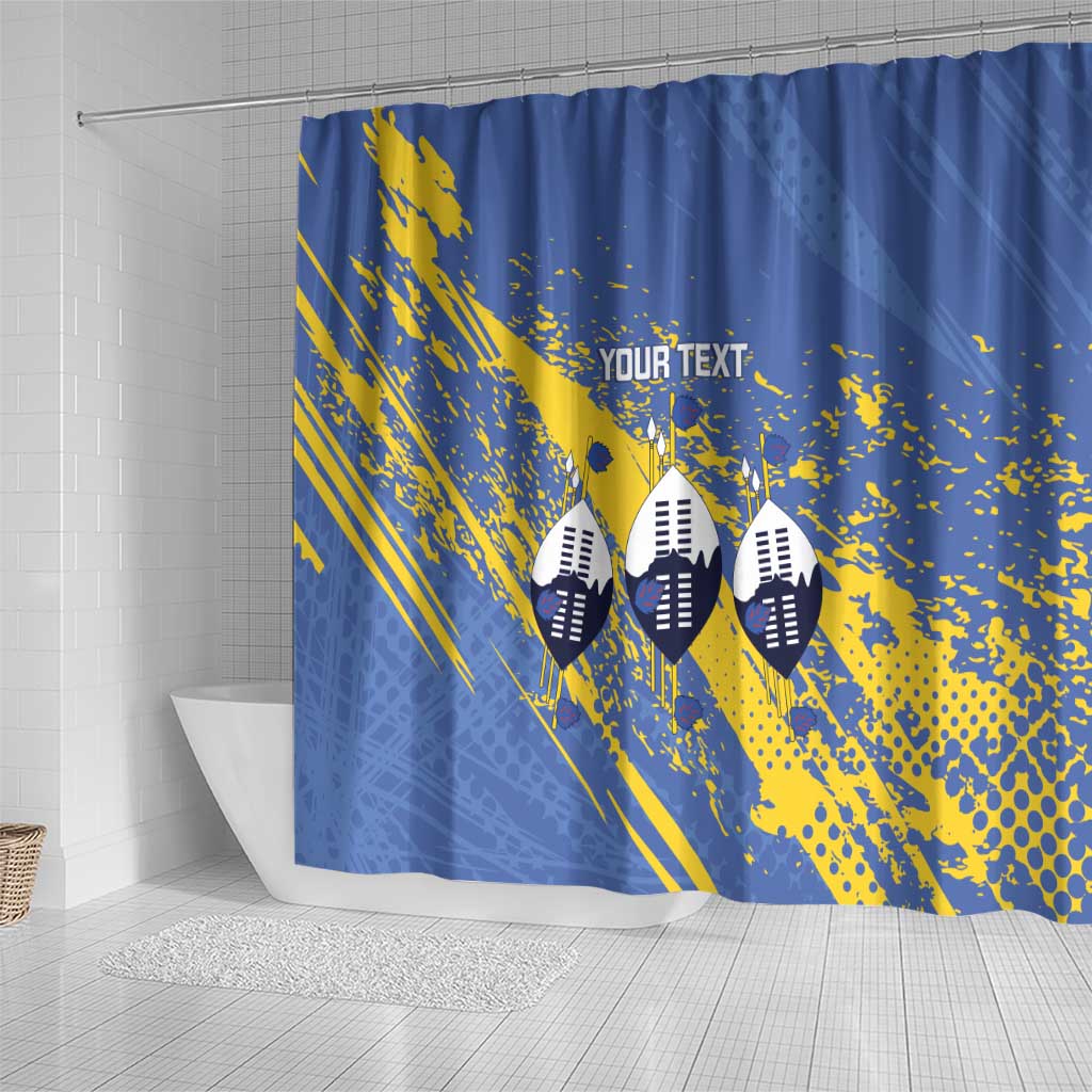 Eswatini Football Custom Shower Curtain Sihlangu Semnikati Blue - Wonder Print Shop