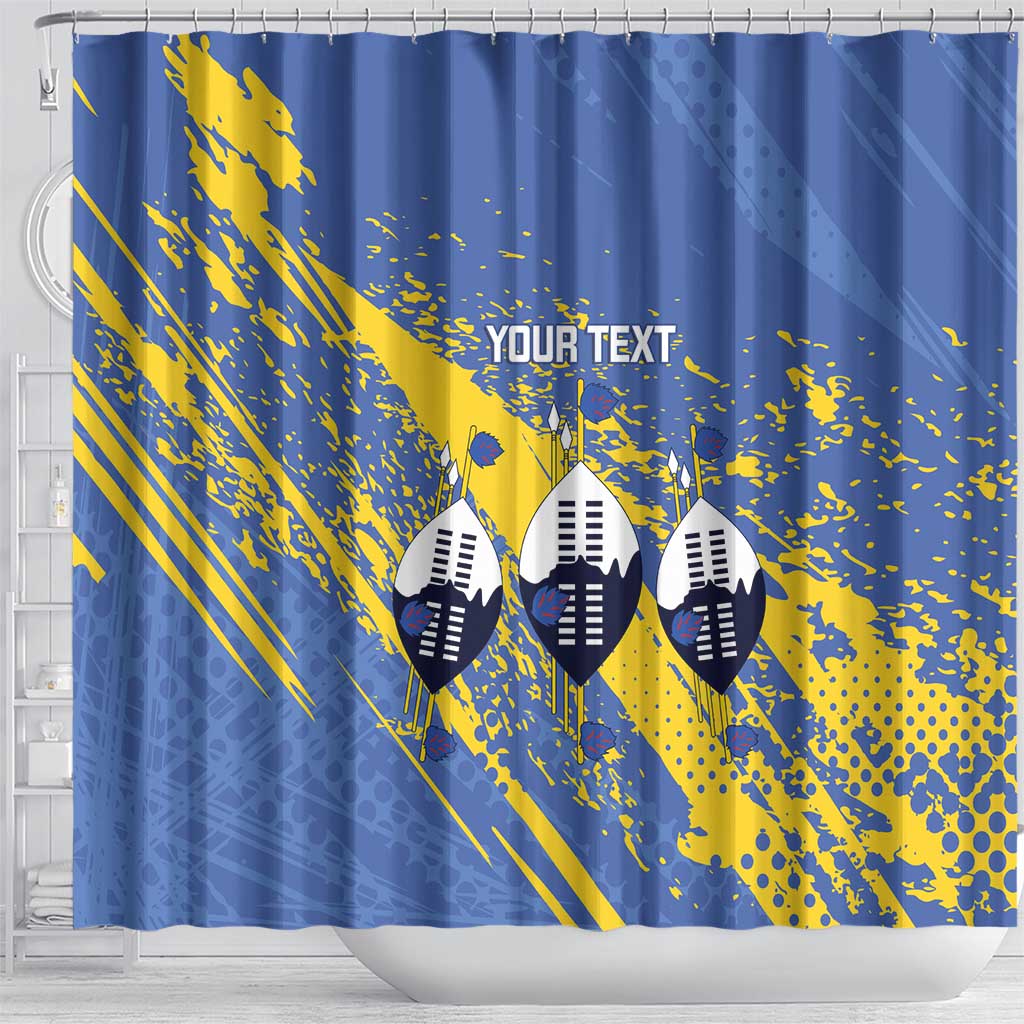 Eswatini Football Custom Shower Curtain Sihlangu Semnikati Blue - Wonder Print Shop