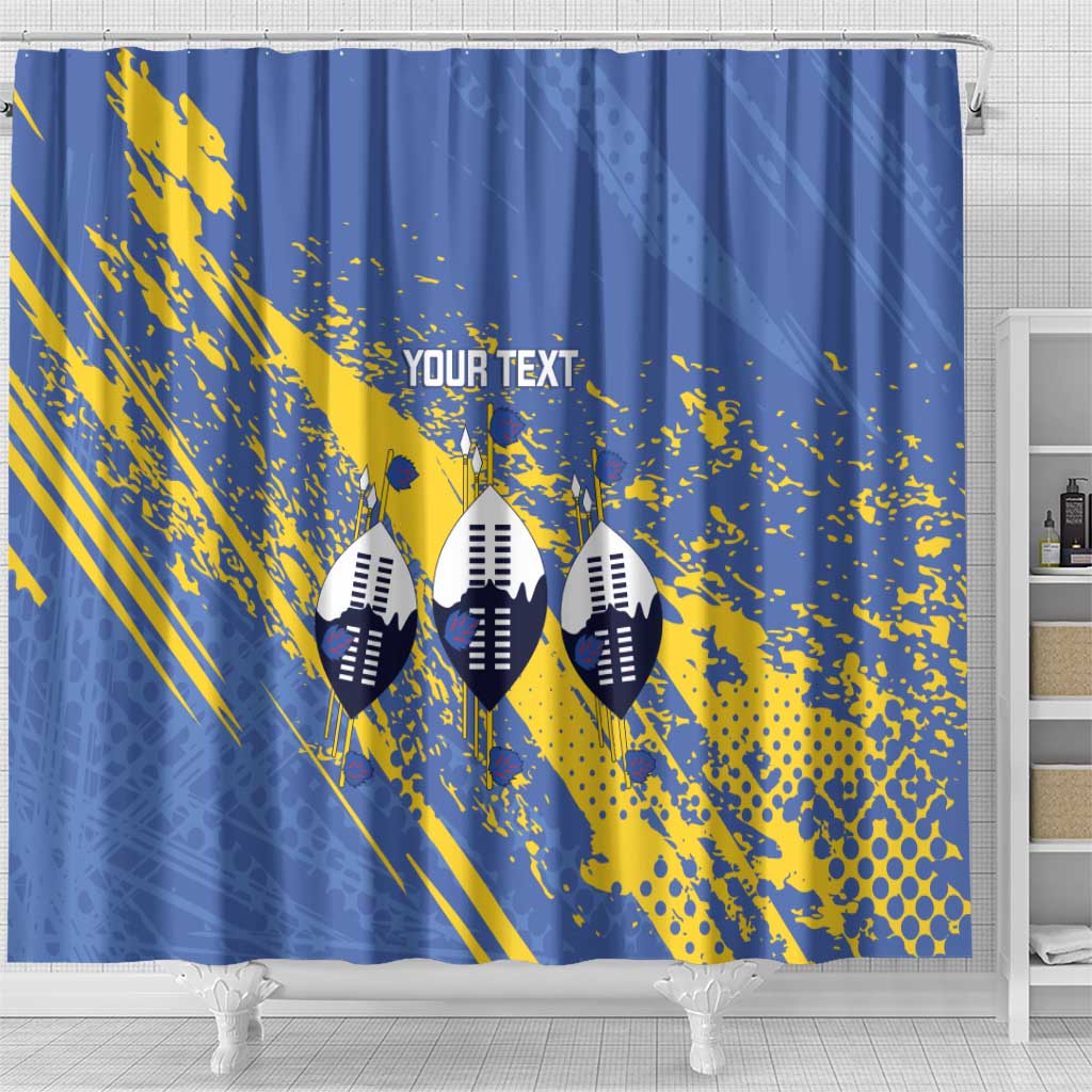 Eswatini Football Custom Shower Curtain Sihlangu Semnikati Blue - Wonder Print Shop