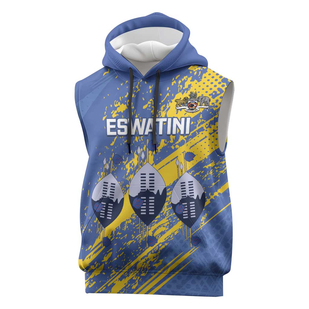 Eswatini Football Custom Sleeveless Hoodie Sihlangu Semnikati Blue - Wonder Print Shop