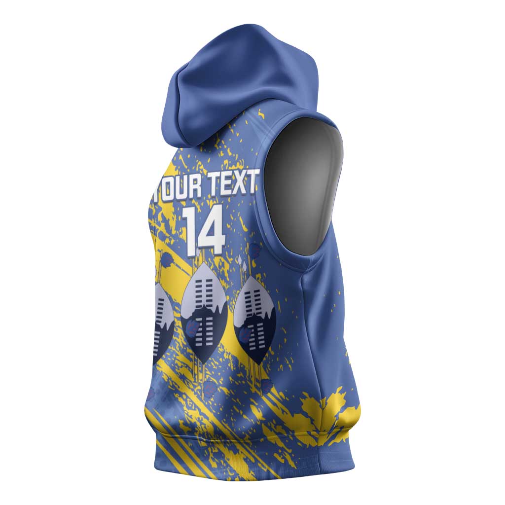 Eswatini Football Custom Sleeveless Hoodie Sihlangu Semnikati Blue - Wonder Print Shop