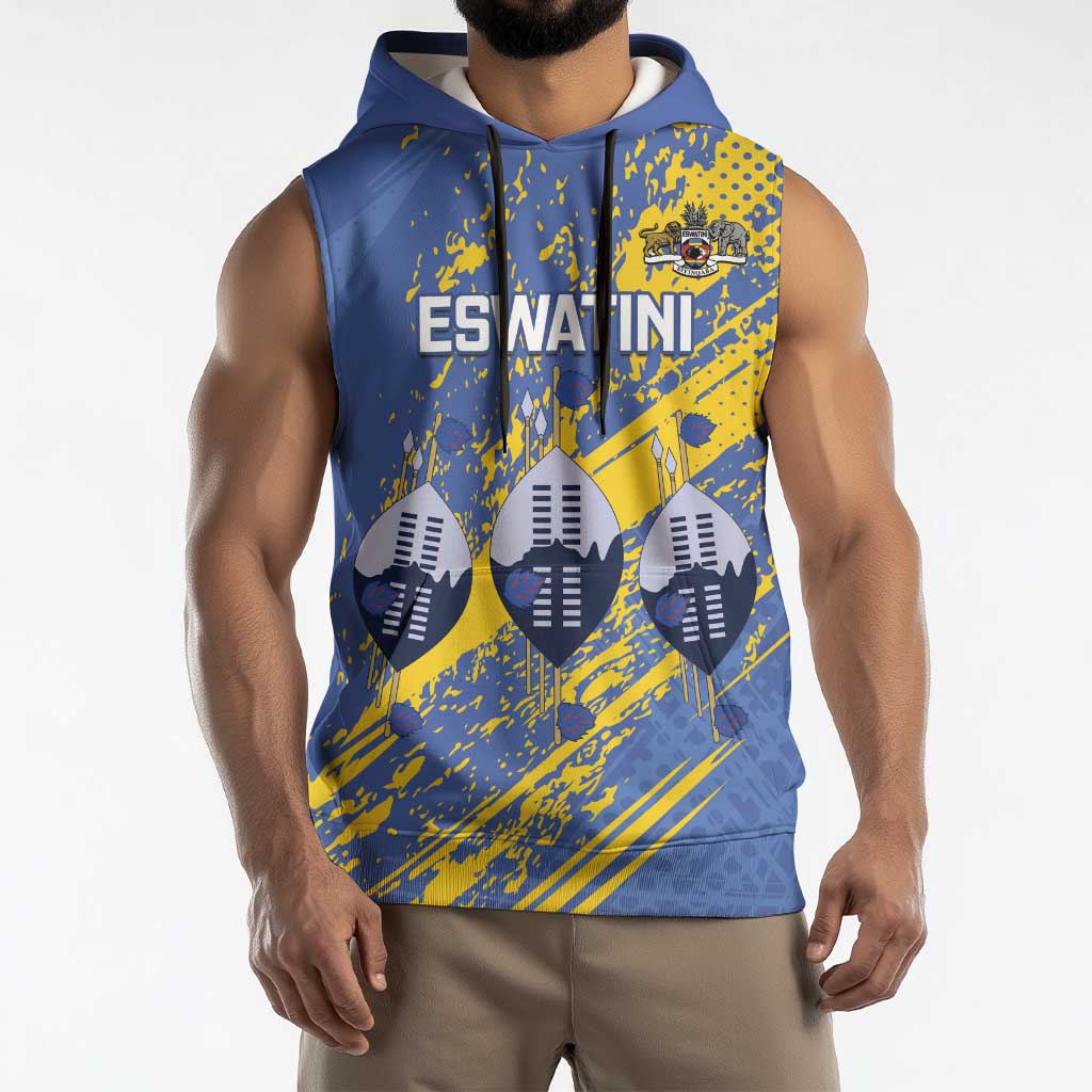 Eswatini Football Custom Sleeveless Hoodie Sihlangu Semnikati Blue - Wonder Print Shop