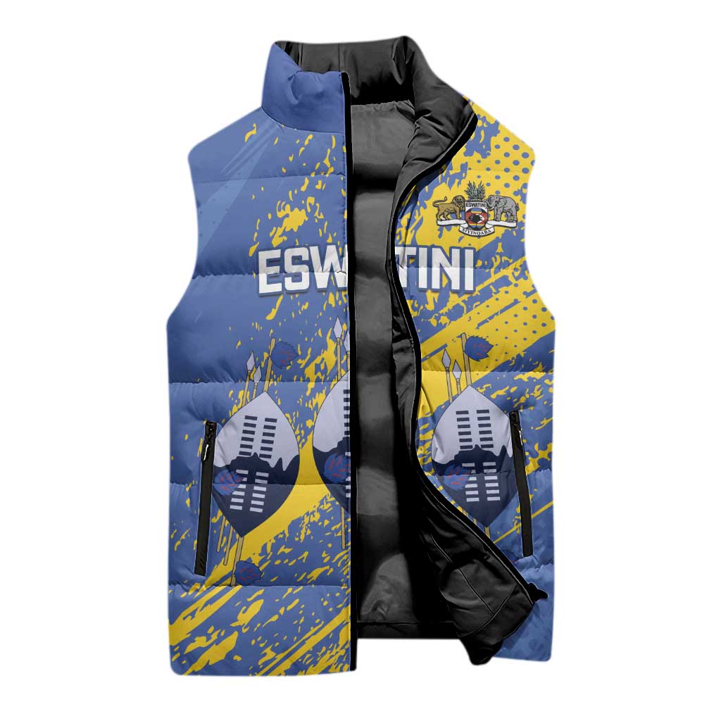 Eswatini Football Custom Sleeveless Puffer Jacket Sihlangu Semnikati Blue - Wonder Print Shop