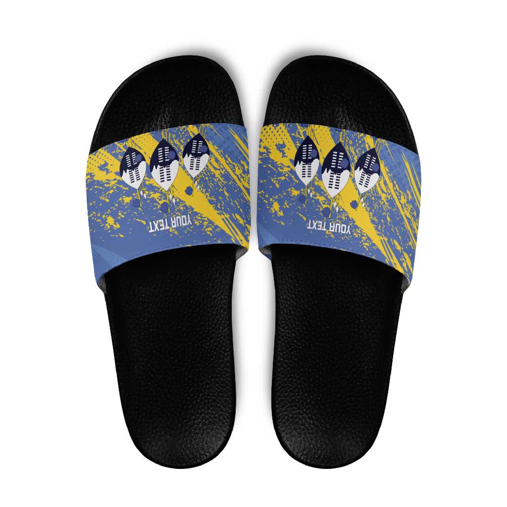 Eswatini Football Custom Slide Sandals Sihlangu Semnikati Blue - Wonder Print Shop