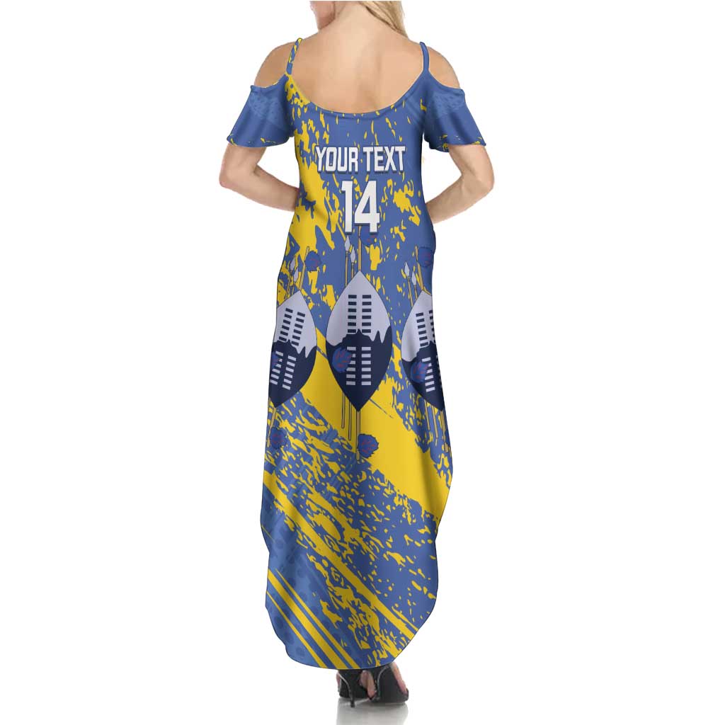 Eswatini Football Custom Summer Maxi Dress Sihlangu Semnikati Blue - Wonder Print Shop