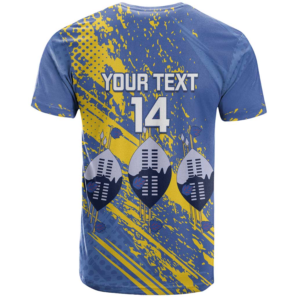 Eswatini Football Custom T Shirt Sihlangu Semnikati Blue - Wonder Print Shop