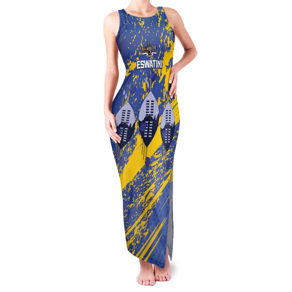 Eswatini Football Custom Tank Maxi Dress Sihlangu Semnikati Blue - Wonder Print Shop