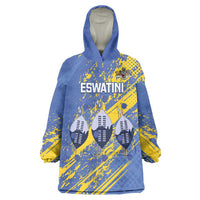 Eswatini Football Custom Wearable Blanket Hoodie Sihlangu Semnikati Blue - Wonder Print Shop