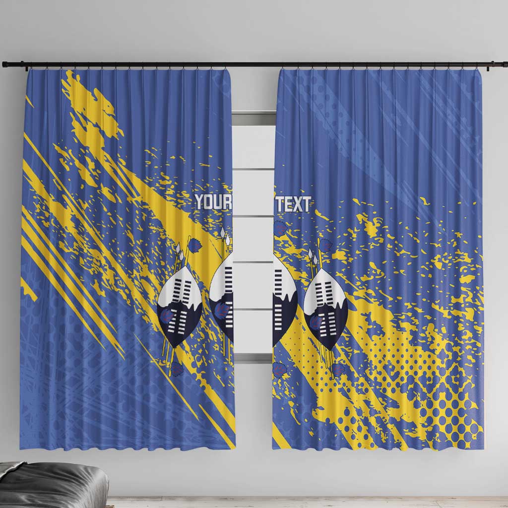 Eswatini Football Custom Window Curtain Sihlangu Semnikati Blue - Wonder Print Shop