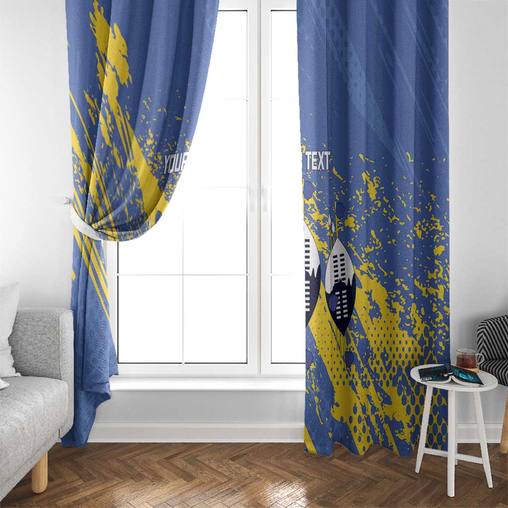 Eswatini Football Custom Window Curtain Sihlangu Semnikati Blue - Wonder Print Shop