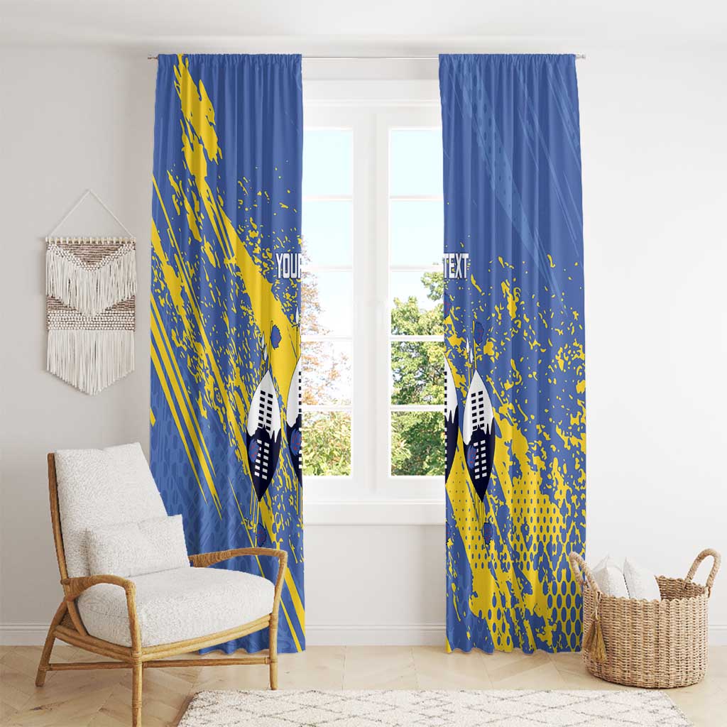 Eswatini Football Custom Window Curtain Sihlangu Semnikati Blue - Wonder Print Shop