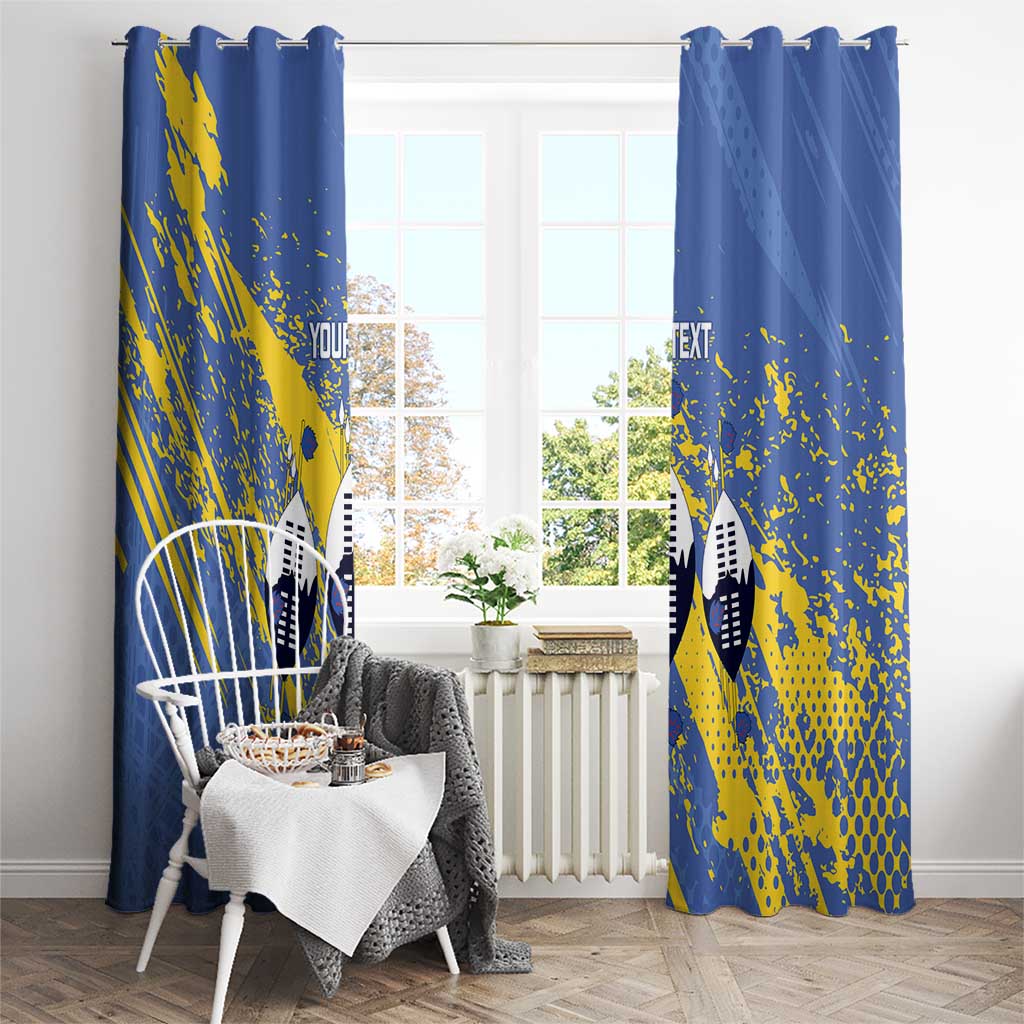 Eswatini Football Custom Window Curtain Sihlangu Semnikati Blue - Wonder Print Shop