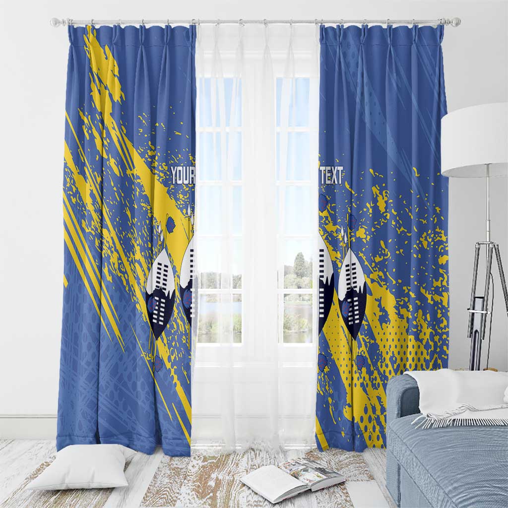 Eswatini Football Custom Window Curtain Sihlangu Semnikati Blue - Wonder Print Shop