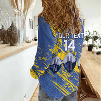 Eswatini Football Custom Women Casual Shirt Sihlangu Semnikati Blue - Wonder Print Shop