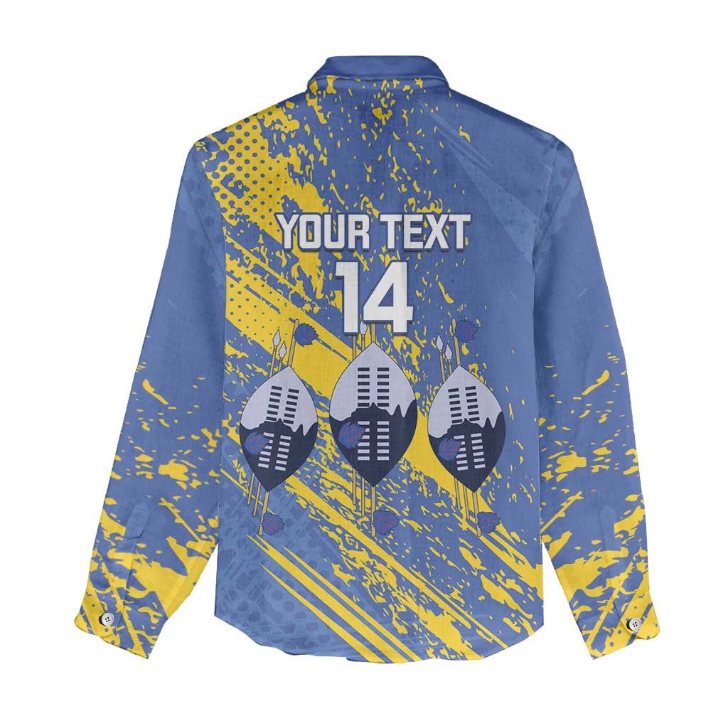 Eswatini Football Custom Women Casual Shirt Sihlangu Semnikati Blue - Wonder Print Shop