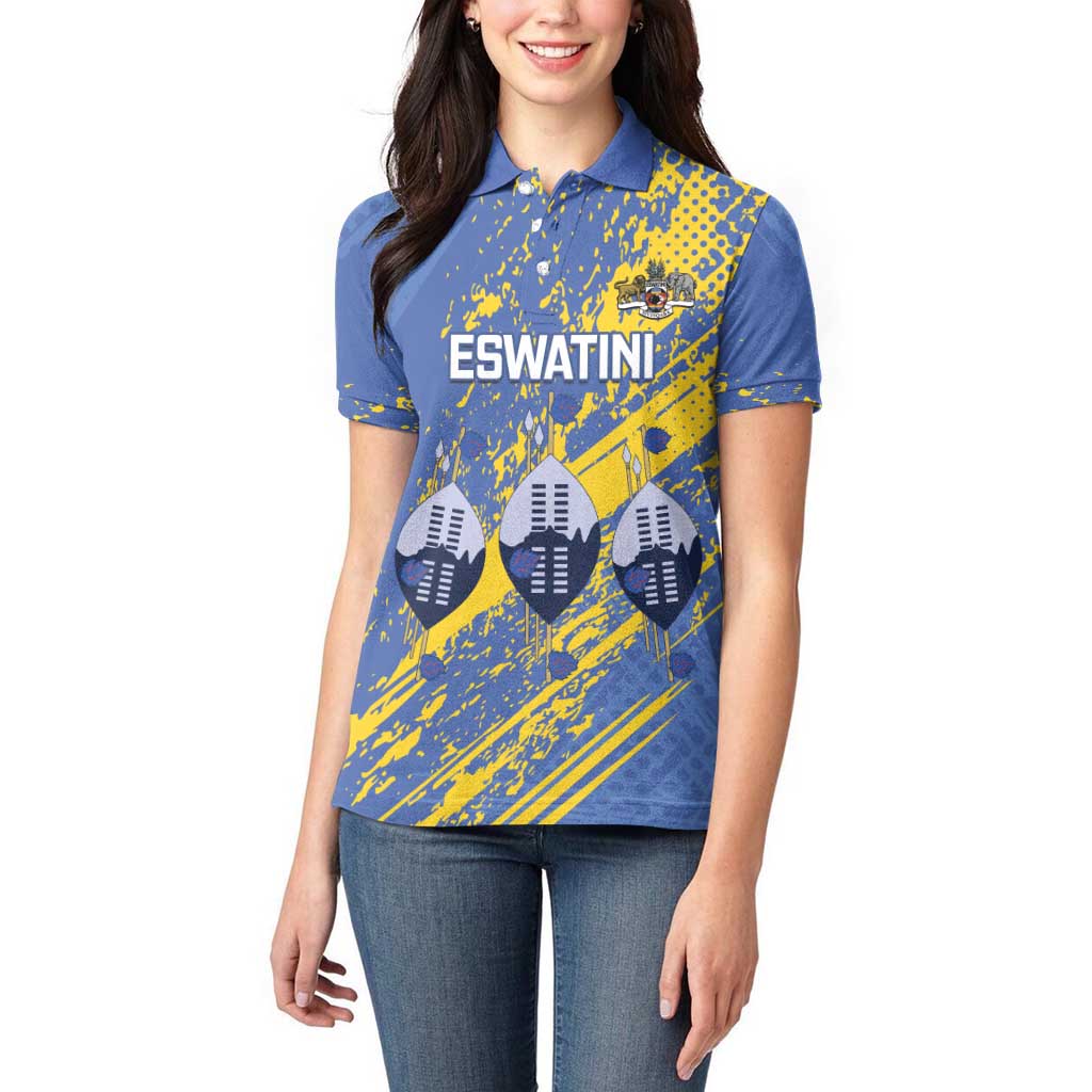 Eswatini Football Custom Women Polo Shirt Sihlangu Semnikati Blue - Wonder Print Shop
