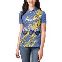 Eswatini Football Custom Women Polo Shirt Sihlangu Semnikati Blue - Wonder Print Shop