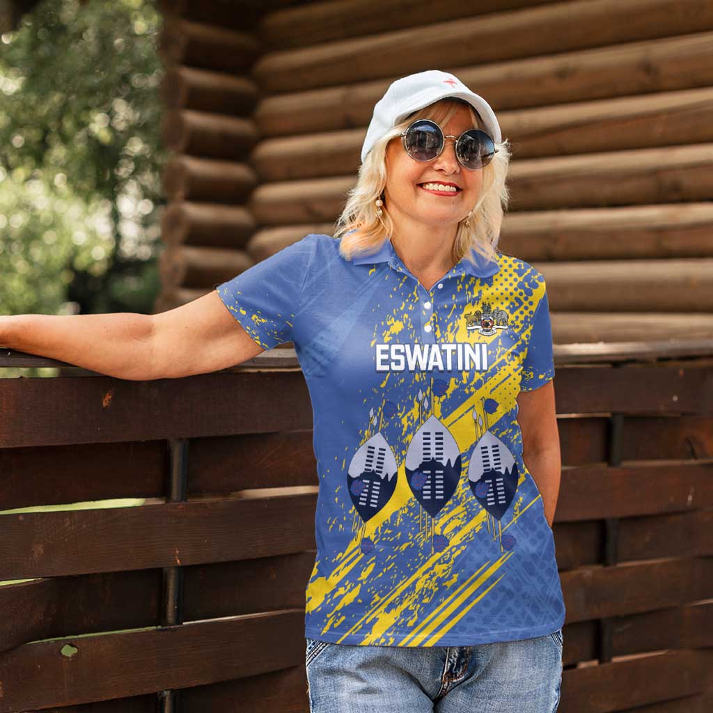 Eswatini Football Custom Women Polo Shirt Sihlangu Semnikati Blue - Wonder Print Shop