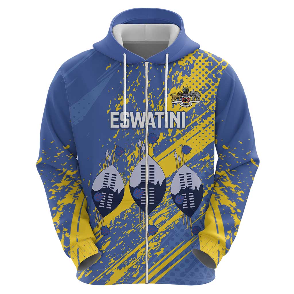 Eswatini Football Custom Zip Hoodie Sihlangu Semnikati Blue - Wonder Print Shop