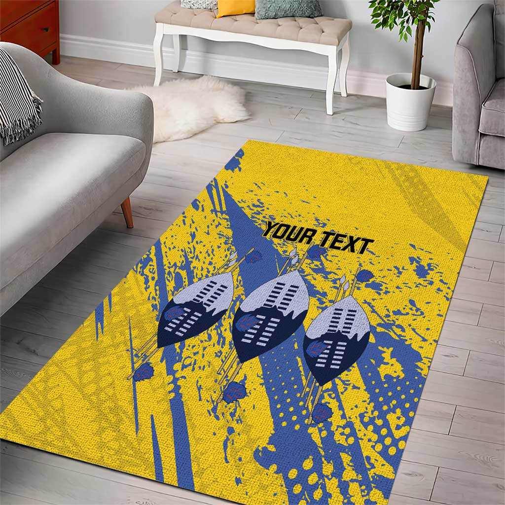Eswatini Football Custom Area Rug Sihlangu Semnikati Yellow - Wonder Print Shop