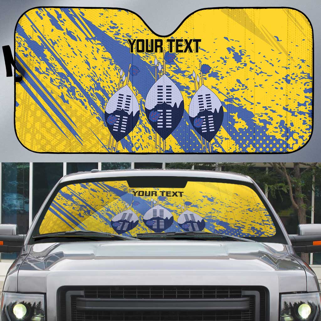 Eswatini Football Custom Auto Sun Shade Sihlangu Semnikati Yellow - Wonder Print Shop