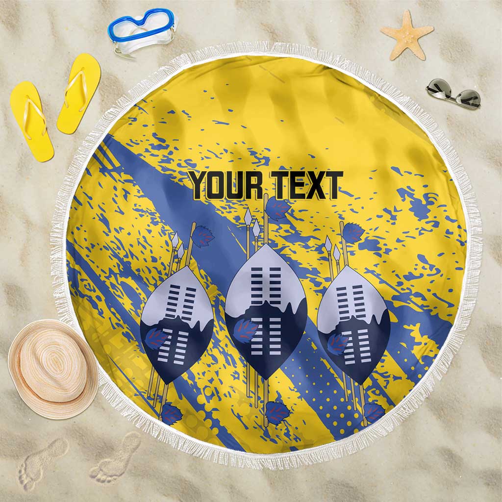 Eswatini Football Custom Beach Blanket Sihlangu Semnikati Yellow - Wonder Print Shop