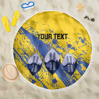 Eswatini Football Custom Beach Blanket Sihlangu Semnikati Yellow - Wonder Print Shop