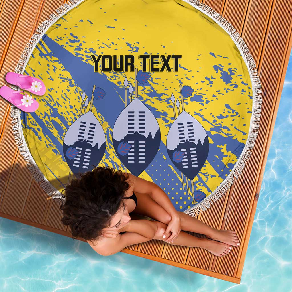 Eswatini Football Custom Beach Blanket Sihlangu Semnikati Yellow - Wonder Print Shop