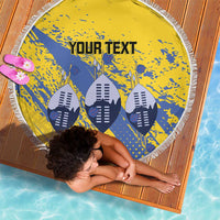 Eswatini Football Custom Beach Blanket Sihlangu Semnikati Yellow - Wonder Print Shop