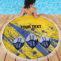Eswatini Football Custom Beach Blanket Sihlangu Semnikati Yellow - Wonder Print Shop