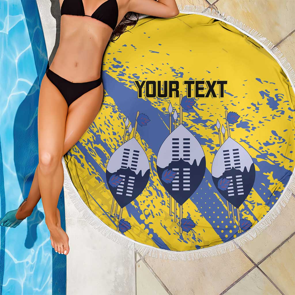 Eswatini Football Custom Beach Blanket Sihlangu Semnikati Yellow - Wonder Print Shop