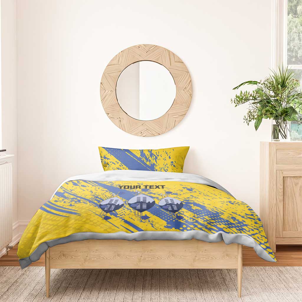 Eswatini Football Custom Bedding Set Sihlangu Semnikati Yellow - Wonder Print Shop