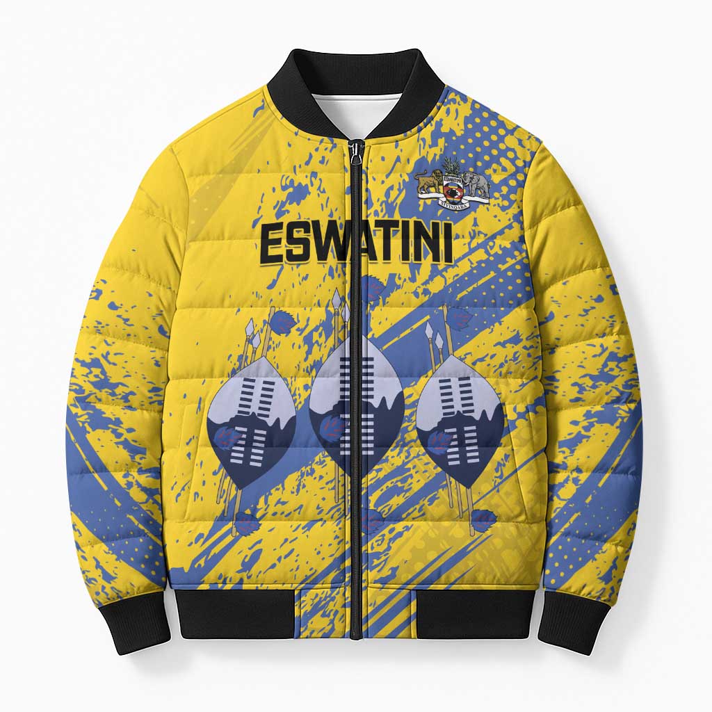 Eswatini Football Custom Bomber Puffer Jacket Sihlangu Semnikati Yellow - Wonder Print Shop