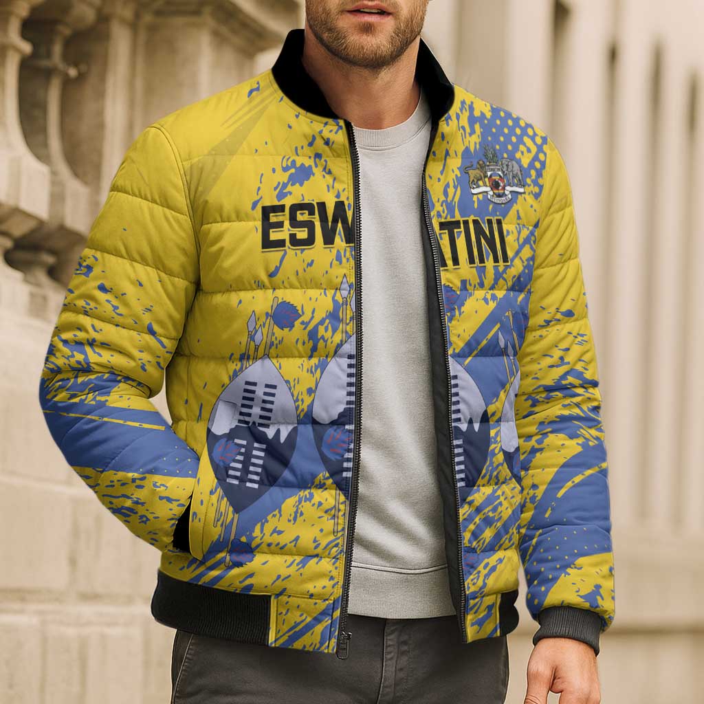 Eswatini Football Custom Bomber Puffer Jacket Sihlangu Semnikati Yellow - Wonder Print Shop