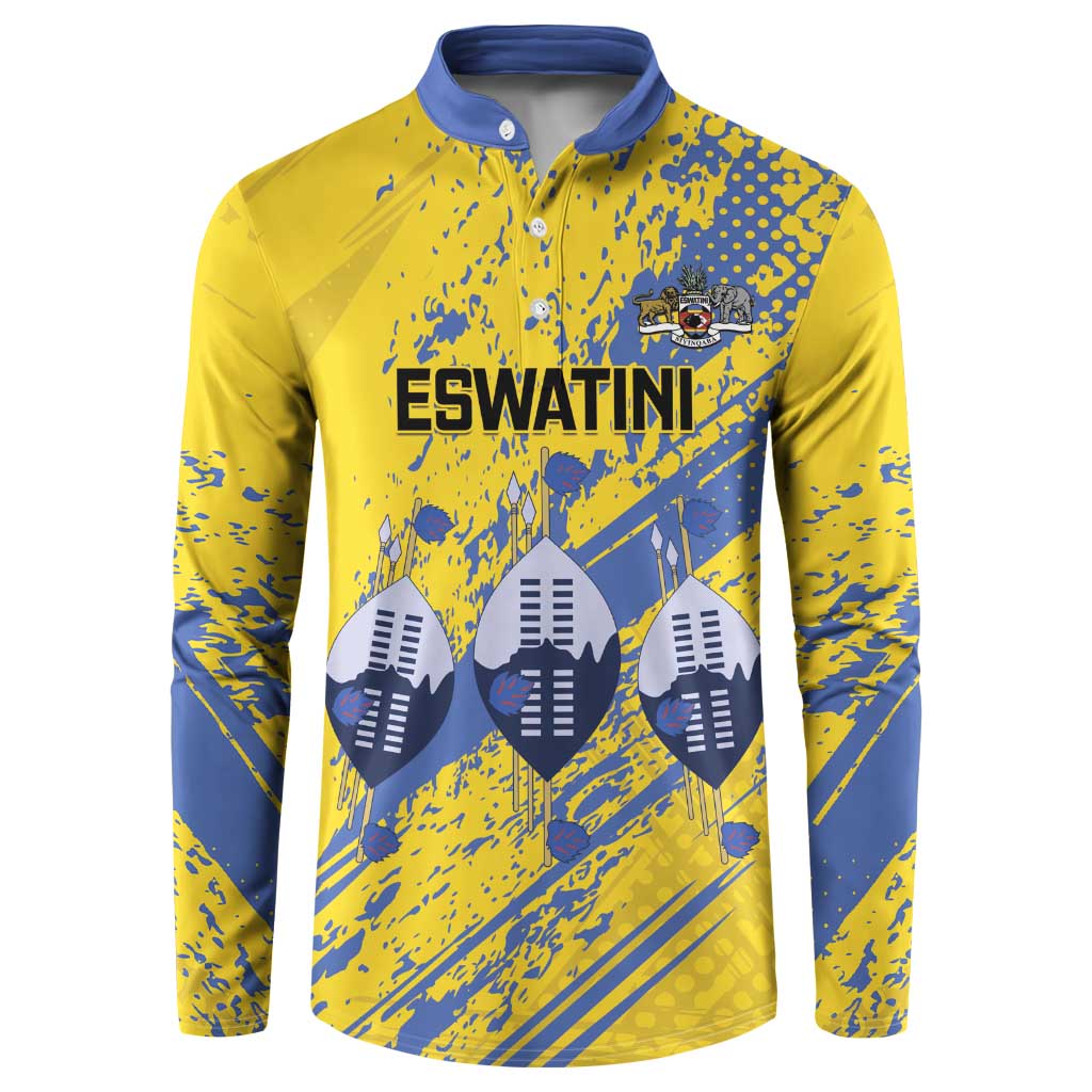 Eswatini Football Custom Button Sweatshirt Sihlangu Semnikati Yellow - Wonder Print Shop