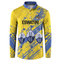 Eswatini Football Custom Button Sweatshirt Sihlangu Semnikati Yellow - Wonder Print Shop