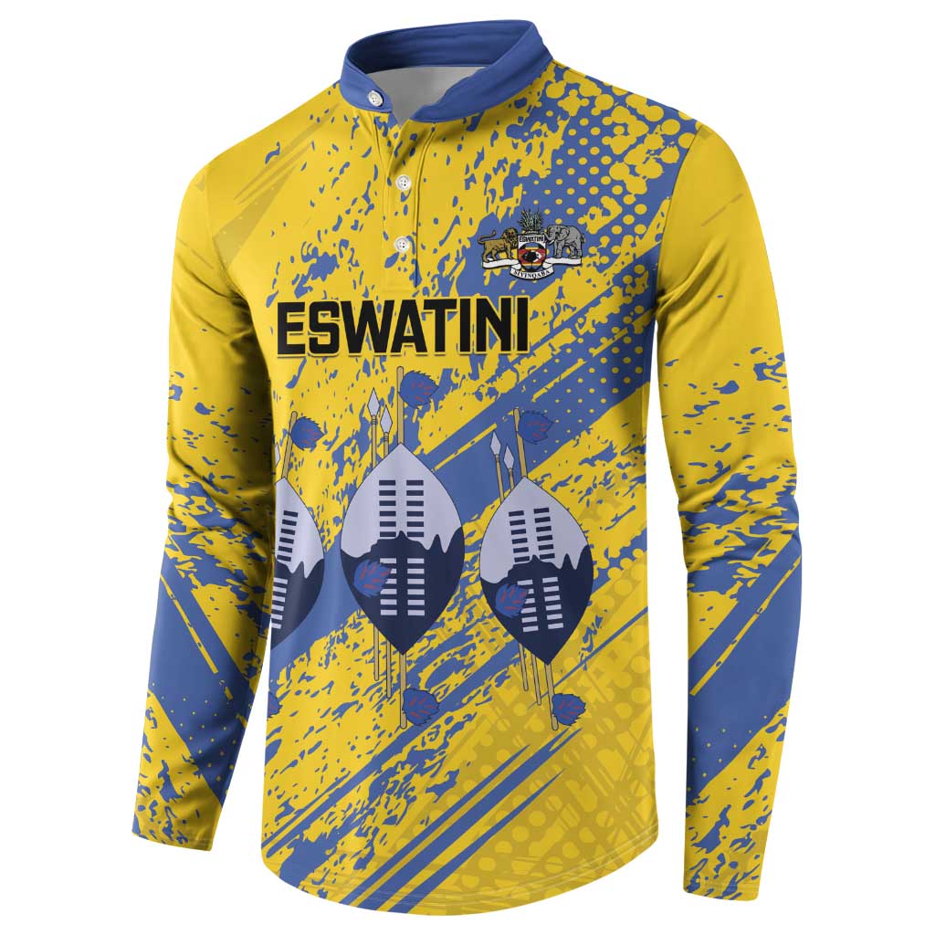 Eswatini Football Custom Button Sweatshirt Sihlangu Semnikati Yellow - Wonder Print Shop