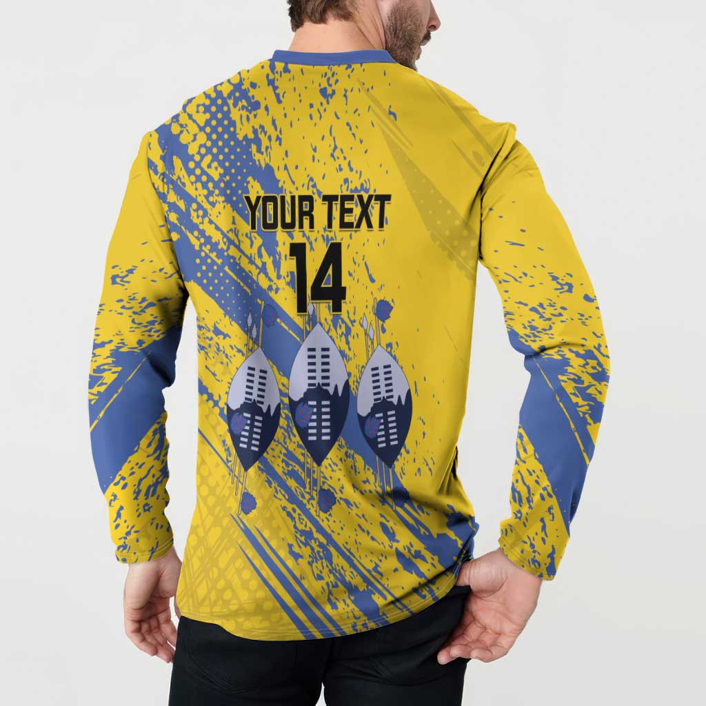 Eswatini Football Custom Button Sweatshirt Sihlangu Semnikati Yellow - Wonder Print Shop