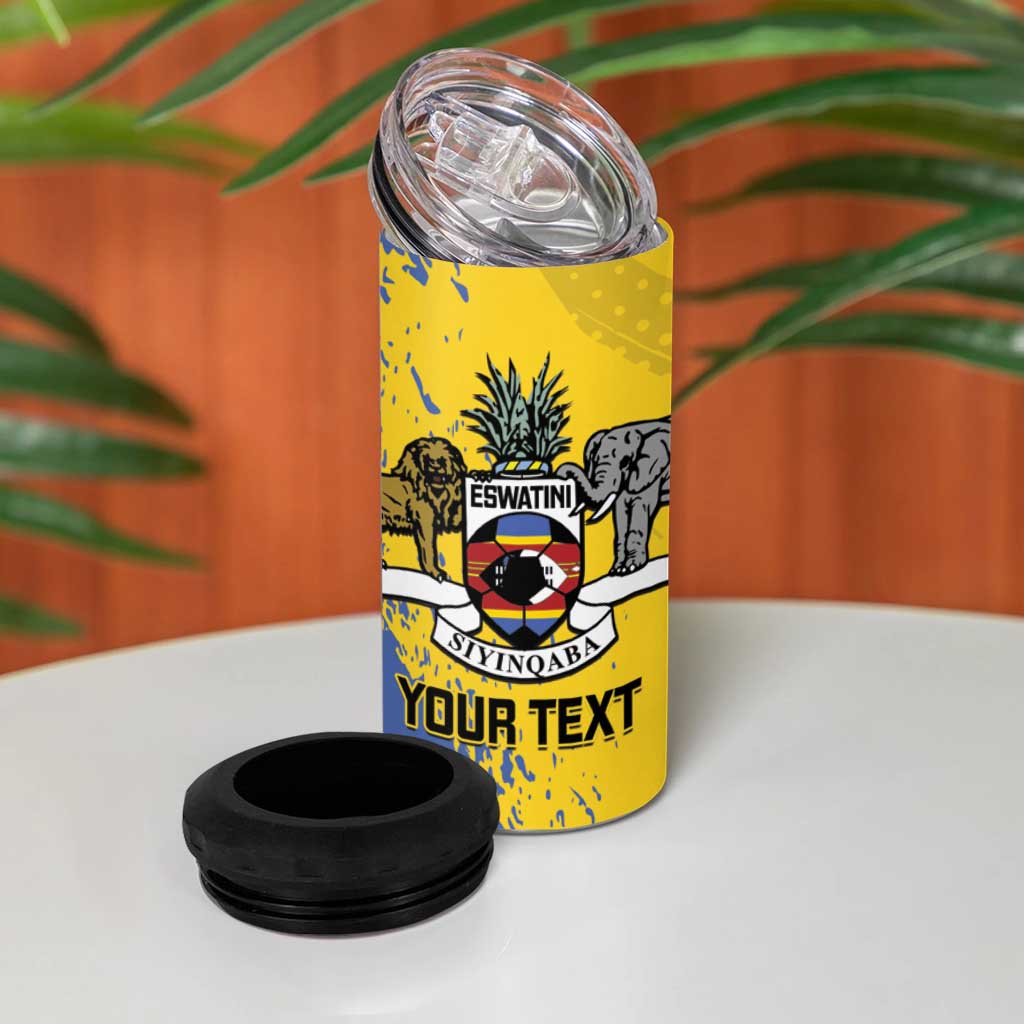 Eswatini Football Custom 4 in 1 Can Cooler Tumbler Sihlangu Semnikati Yellow - Wonder Print Shop