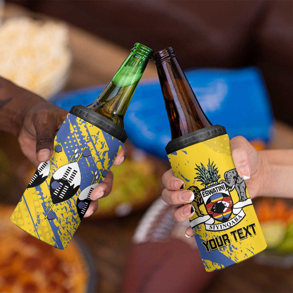 Eswatini Football Custom 4 in 1 Can Cooler Tumbler Sihlangu Semnikati Yellow - Wonder Print Shop